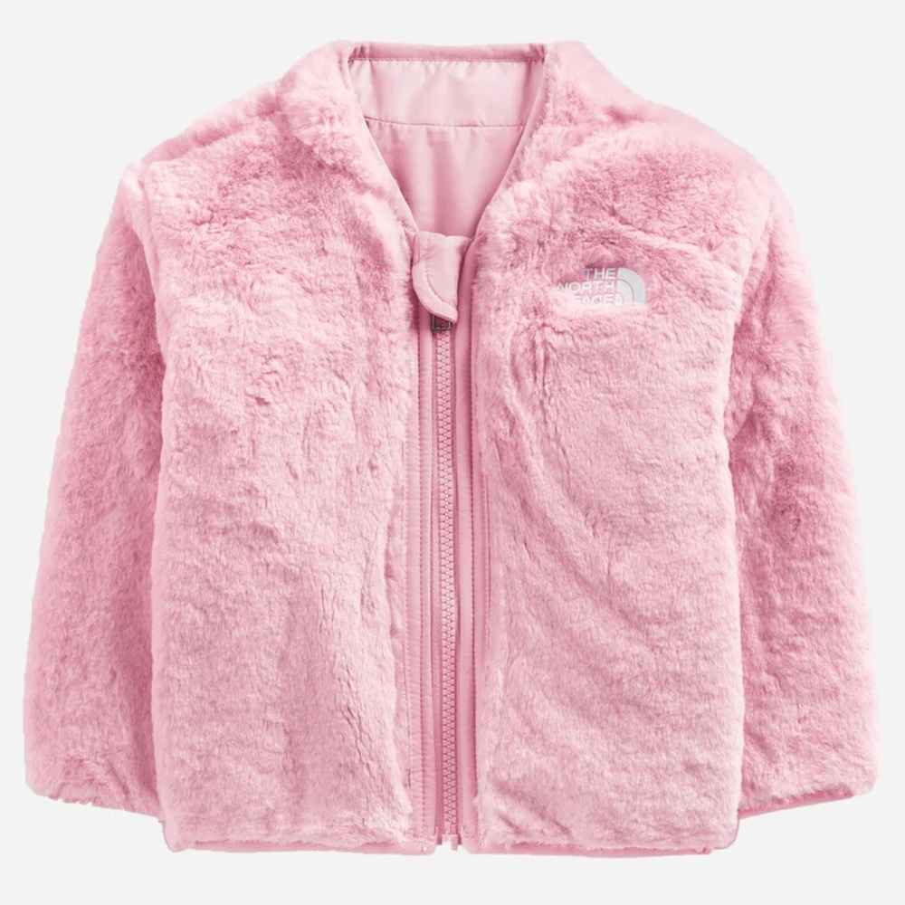 The North Face Girls' Mossbud Pink Plush Puffer Jacket Reversible EUC